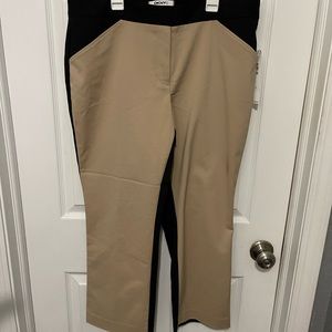 DKNY C Women's Cropped Brown Black Mid Rise Dress Pants Size 14 NWT